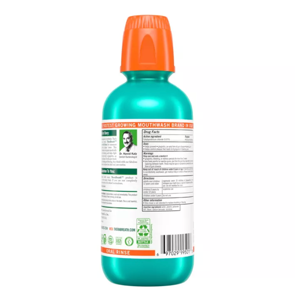 Therabreath Plaque Control Pre-Brush Oral Rinse - Refreshing Mint Flavor