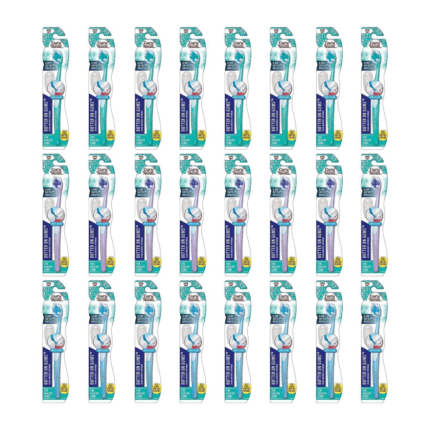 GuruNanda Butter on Gums Toothbrush – Extra Soft Bristles for Sensitive Teeth (8 Count)
