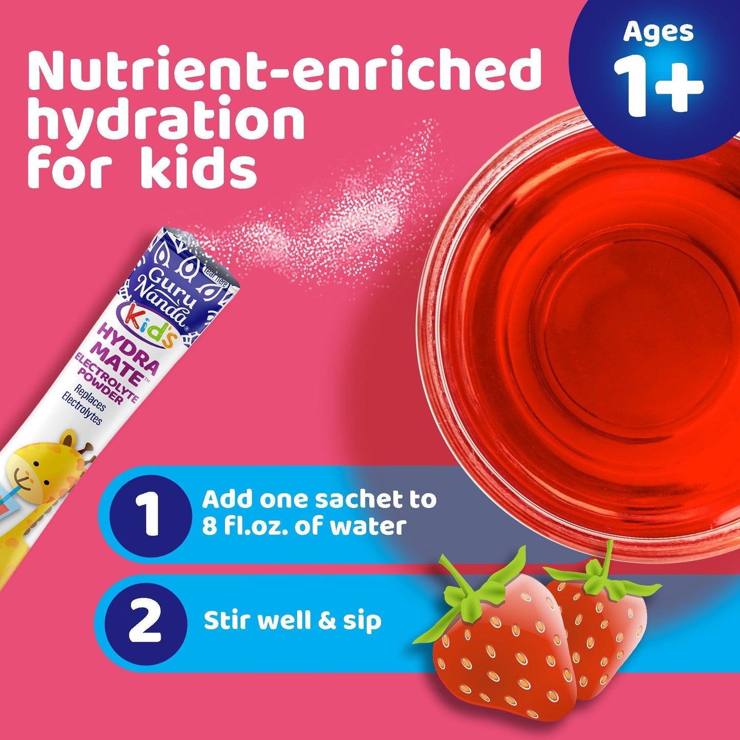 GuruNanda Kids Hydramate Hydration - Electrolyte Drink Mix - Various Flavor - 48 Count