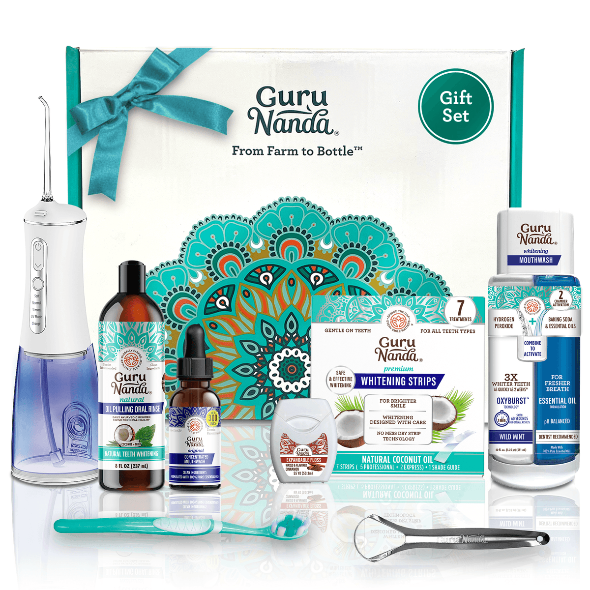 GuruNanda 7-Step Oral Care Kit – Oil Pulling, Mouthwash, Whitening