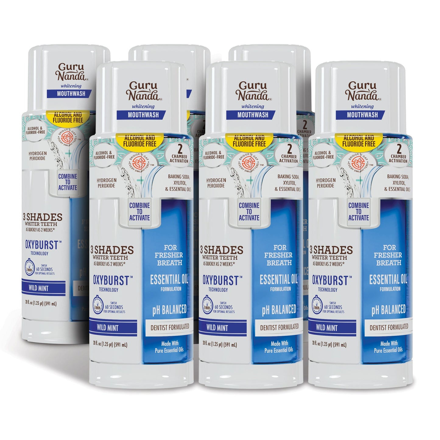 GuruNanda Dual Barrel Oxyburst Whitening Mouthwash, 20 Fl Oz - 1 Pk