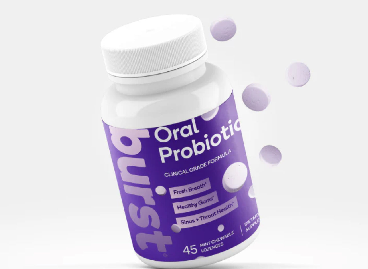 BURST Oral Probiotics 45 Count - Professional Strength Bad Breath & Gum Health Support