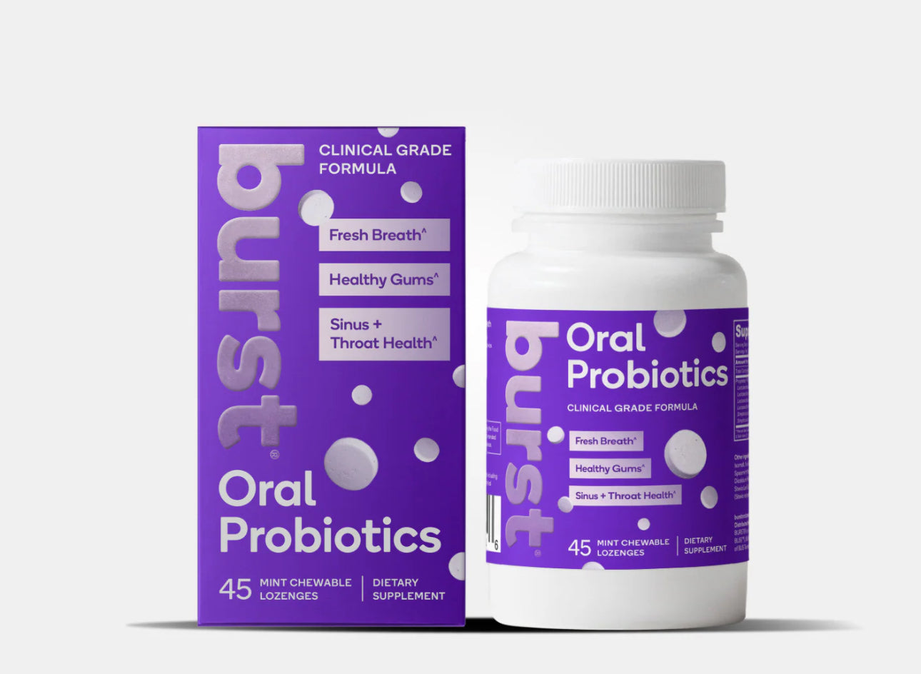 BURST Oral Probiotics 45 Count - Professional Strength Bad Breath & Gum Health Support