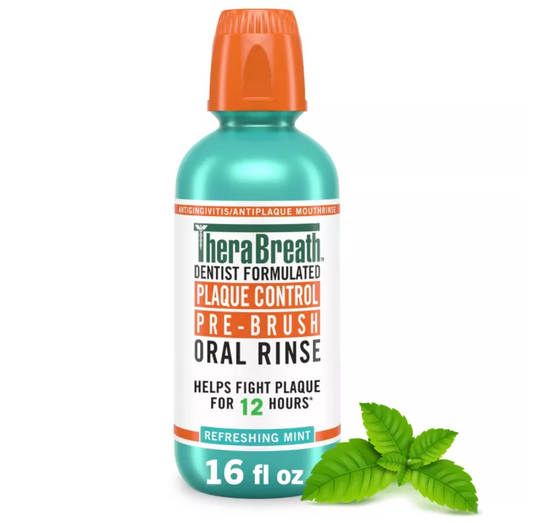 Therabreath Plaque Control Pre-Brush Oral Rinse - Refreshing Mint Flavor