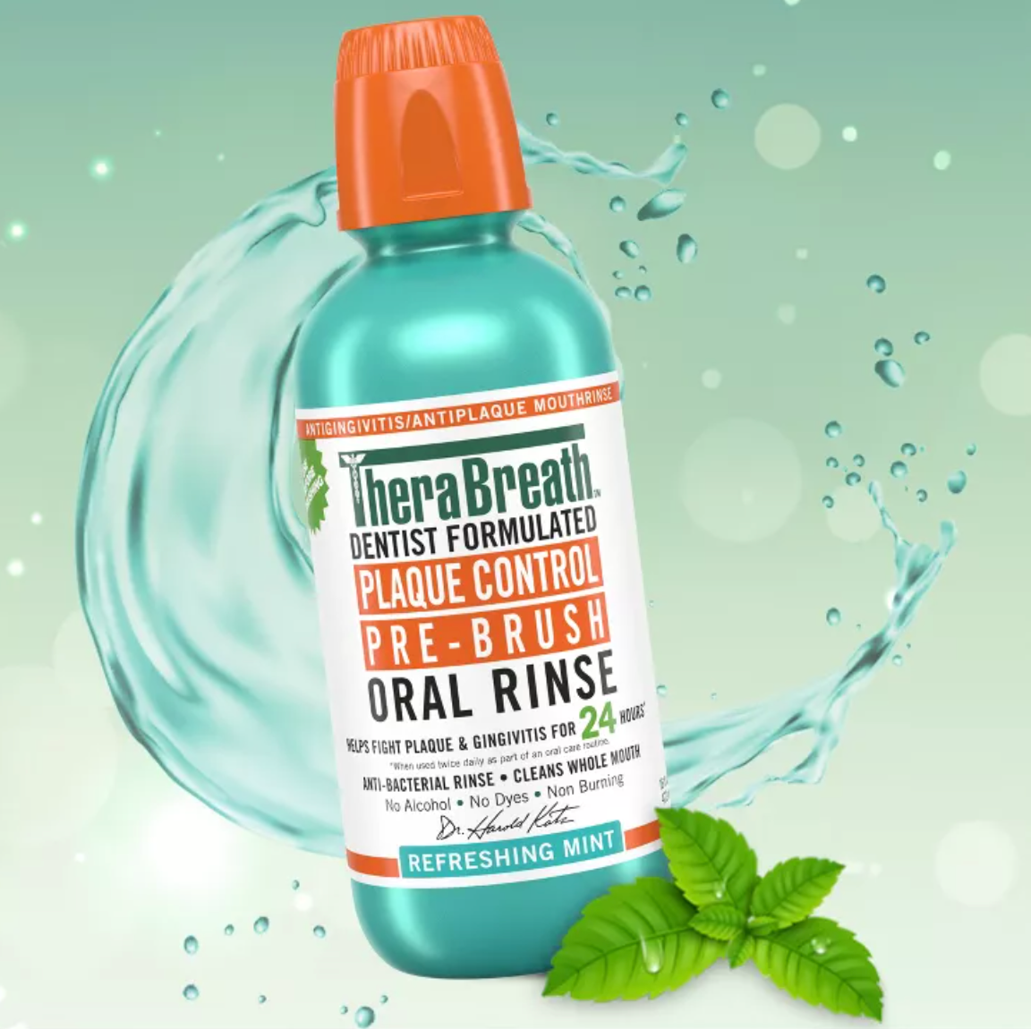 Therabreath Plaque Control Pre-Brush Oral Rinse - Refreshing Mint Flavor