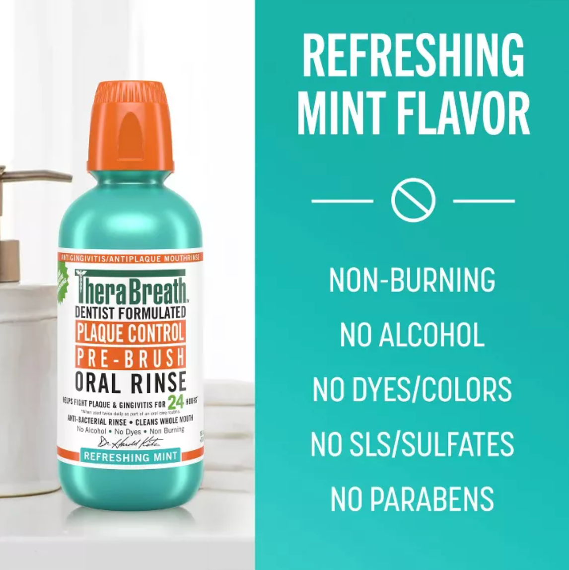Therabreath Plaque Control Pre-Brush Oral Rinse - Refreshing Mint Flavor