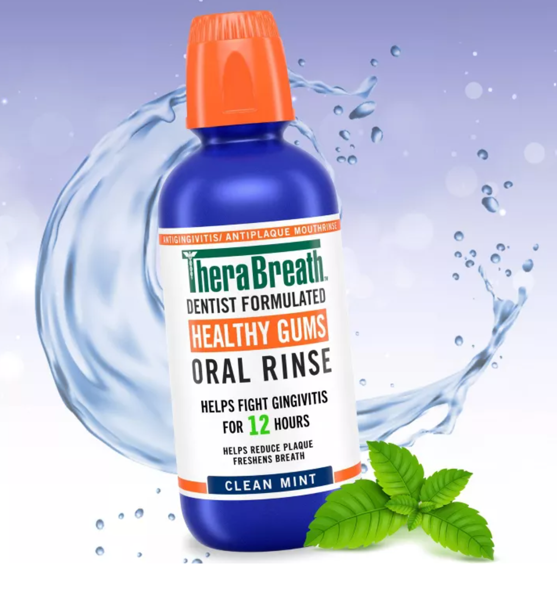 TheraBreath Healthy Gums Mouthwash Antigingivitis - Clean Mint - 16 fl oz