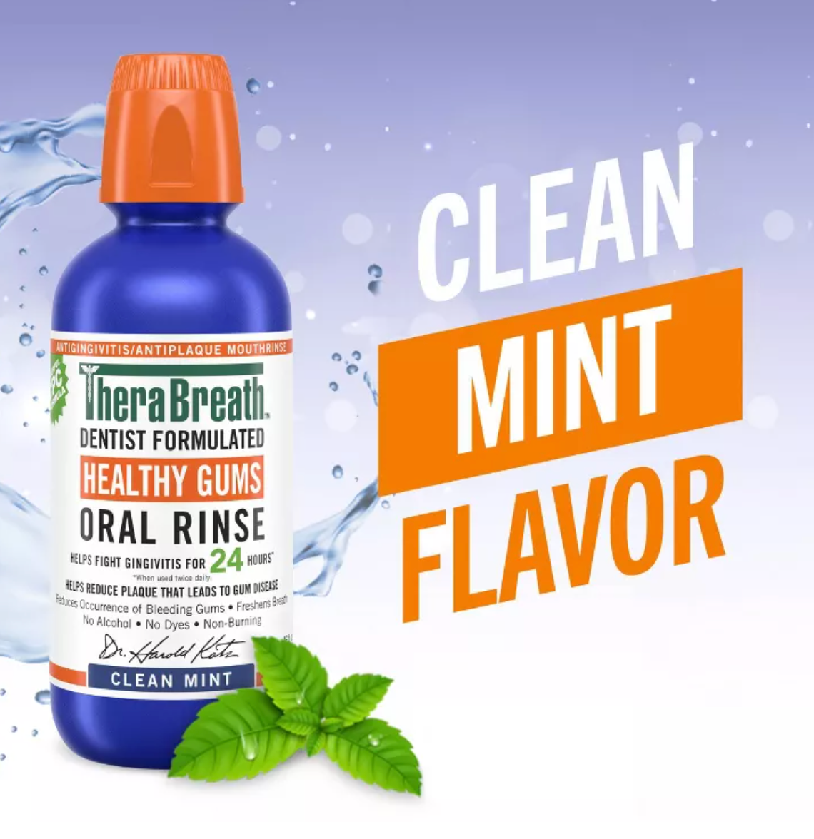 TheraBreath Healthy Gums Mouthwash Antigingivitis - Clean Mint - 16 fl oz