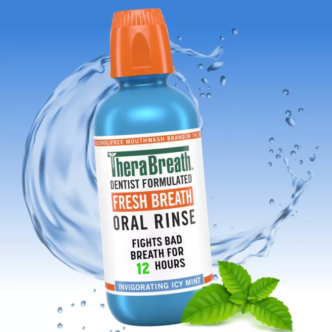 TheraBreath Fresh Breath Mouthwash Alcohol-Free - Icy Mint - 16 fl oz