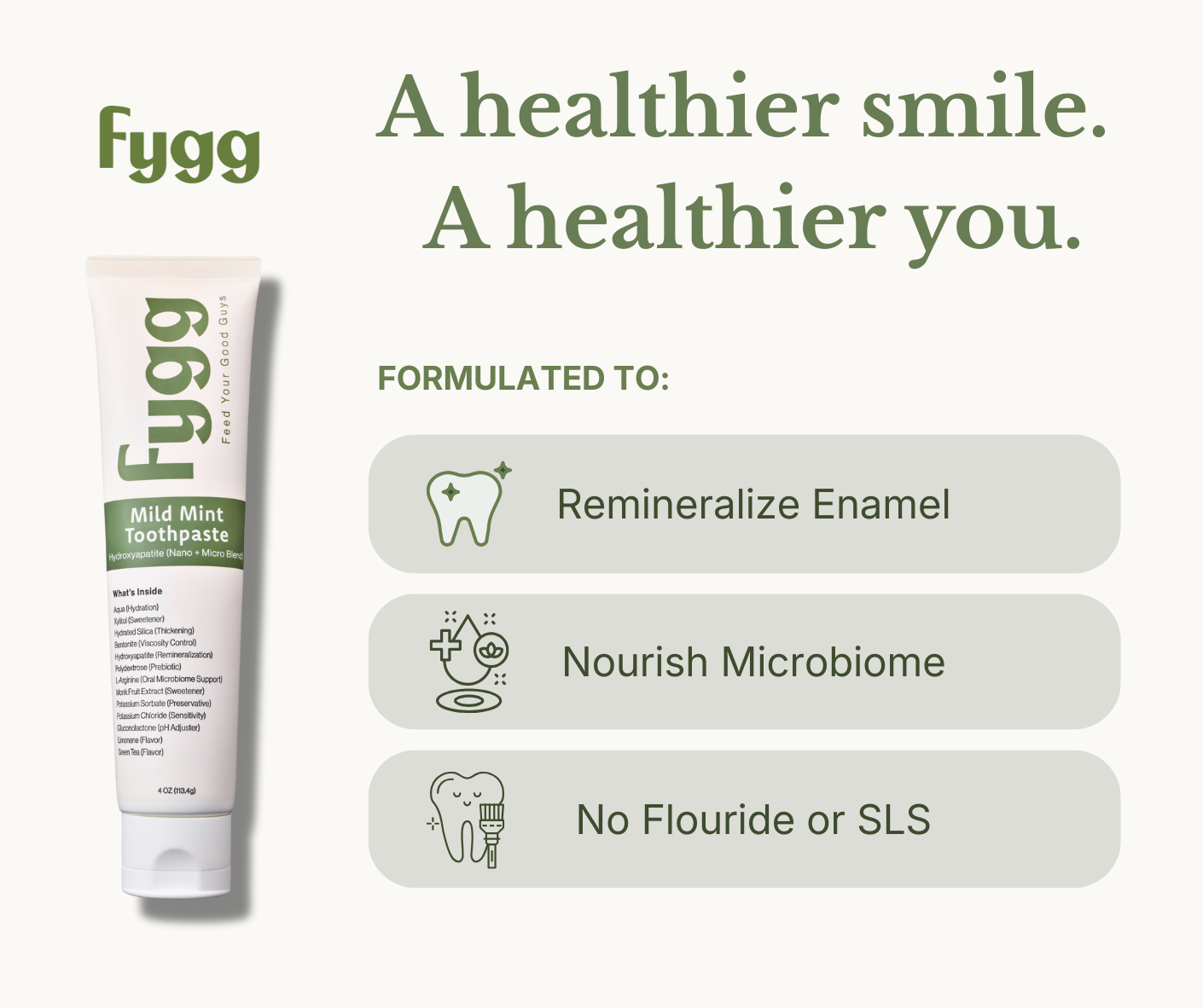 Fygg Nano-Hydroxyapatite Toothpaste with Prebiotics | Mild Mint