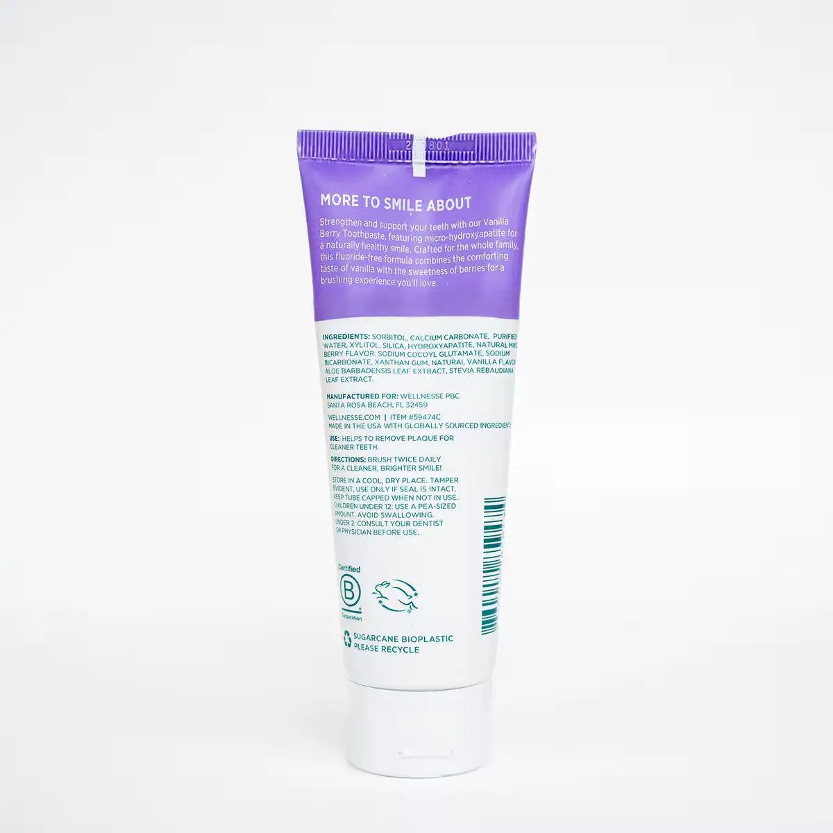 Wellnesse Vanilla Berry Toothpaste – Fluoride-Free Natural Toothpaste with Hydroxyapatite for Enamel Strength + Fresh Breath